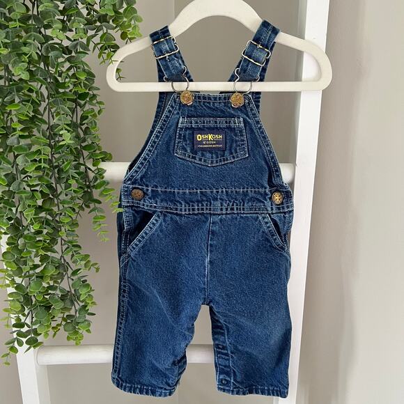 Vintage 80's Oshkosh Denim Blue Overalls 6-9 month Baby Boy - Picture 1 of 9